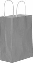 Kağıt Hediye Çantası Düz Renk Büyük Boy 25X31 CM (25 Adet)  Gümüş