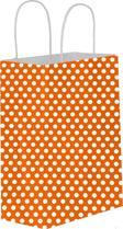 Kağıt Hediye Çantası Puantiyeli Büyük Boy 25X31 CM (25 Adet)  Puantiyeli Turuncu