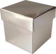 Metalize Parlak Komple Karton Kutu Düz Renk 6X6X6 CM (25 Adet)  Gümüş