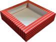 Pencereli Karton Kutu Çizgili  Model 25X25X5 CM (10 Adet)  Kırmızı