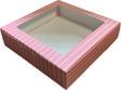 Pencereli Karton Kutu Çizgili  Model 25X25X5 CM (10 Adet)  Pembe