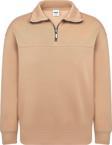 Unisex Relax Fit Rahat Kesim Pamuklu Yarım Fermuarlı Dik Yaka Sweatshirt