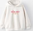KIZ ÇOCUK SOCIAL MEET BASKILI KAPÜŞONLU MANŞETLİ SWEATSHİRT
