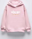 KIZ ÇOCUK SOCIAL MEET BASKILI KAPÜŞONLU MANŞETLİ SWEATSHİRT