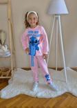 KIZ ÇOCUK STITCH MODELLİ BİSİKLET YAKA PAMUK EŞOFMAN TAKIMI