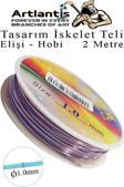 Renkli Tel Tasarım İskelet Teli 1.0mm 2 Metre 1 Adet Elişi Hobi El Sanatı Kararmaz Tel Makara Okul Deney Okul Sınıf