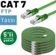 5 adet 1 metre  IRENIS CAT7 Kablo Yassı FTP Ethernet Network LAN Kablosu, Yeşil