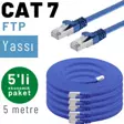 5 adet 5 metre  IRENIS CAT7 Kablo Yassı FTP Ethernet Network LAN Kablosu, Mavi
