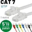 IRENIS 5 adet 1 metre CAT7 Kablo Ethernet Network İnternet LAN Kablosu 
