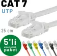 IRENIS 5 adet 25 cm CAT7 Kablo Ethernet Network İnternet LAN Kablosu 