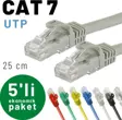 IRENIS 5 adet 25 cm CAT7 Kablo Ethernet Network İnternet LAN Kablosu 