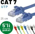 IRENIS 5 adet 25 cm CAT7 Kablo Ethernet Network İnternet LAN Kablosu 