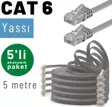 IRENIS 5 adet 5 metre CAT6 Kablo Yassı Ethernet Network Lan Ağ İnternet Kablosu