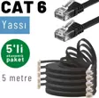 IRENIS 5 adet 5 metre CAT6 Kablo Yassı Ethernet Network Lan Ağ İnternet Kablosu