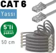 IRENIS 5 adet 50 cm CAT6 Kablo Yassı Ethernet Network Lan Ağ İnternet Kablosu