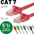 IRENIS 5 adet 50 cm CAT7 Kablo Ethernet Network İnternet LAN Kablosu 