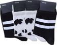 4lü Unisex İnek Desenli Kısa Konç Çorap Siyah-Beyaz Tenis Spor