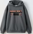 ERKEK ÇOCUK MINECRAFT MODELLİ KOL MANŞETLİ PAMUK KAPŞONLU SWEAT
