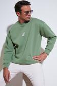 Buratti Regular Fit Bisiklet Yaka Pamuklu İçi Tüylü Yumuşak Şardonlu Erkek Sweat 5905405 ELMA YEŞİLİ