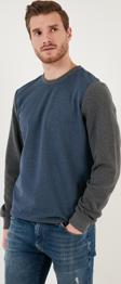 Buratti Pamuklu Regular Fit Bisiklet Yaka Erkek Sweat 5905041 GRİ MELANJ