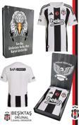 Beşiktaş Orijinal 24-25 Çubuklu Siyah-Beyaz Forma Bjk Kartal Baskılı Hediyelik Ahşap Kutulu