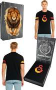 Galatasaray Orijinal Logo Baskılı Siyah T-Shirt Gs Aslan Baskılı Hediyelik Ahşap Kutulu
