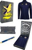 Fenerbahçe Orijinal 23/24 A Takım Hoca Yarım Fermuar Lacivert Sweat + Kalem Set Ahşap Kutulu