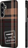 YoungKit Galaxy S24 Uyumlu Kılıf Ekose Desenli Gezhi Serisi Kapak Kahverengi
