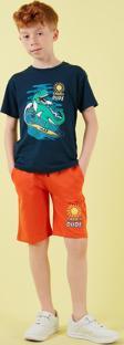 Lela Pamuklu Regular Fit Bisiklet Yaka Şortlu Alt-Üst Erkek Çocuk Takım 6212019 İNDİGO