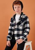 Lela Kapüşonlu Çift Cepli Ekoseli Oduncu Erkek Çocuk Gömlek CF25W81787 LACİVERT