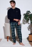 Buratti Ekose Regular Fit Bisiklet Yaka Kışlık Polar Erkek Pijama Takımı 609610013W4 LACİVERT