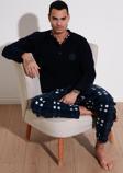 Buratti Regular Fit Bisiklet Yaka Kışlık Yumuşak Dokulu Polar Erkek Pijama Takımı 6096100 LACİVERT