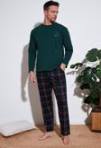 Buratti Pamuklu Beli Lastikli Regular Fit Uzun Kollu Erkek Pijama Takımı 6572007 YEŞİL