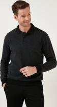 Buratti Pamuklu Regular Fit Düğmeli Polo Yaka Erkek Kazak 456211 ANTRASİT