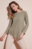 Lela Bisiklet Yaka Esnek Dokulu Asimetrik Bayan Bluz 5864971 Olive