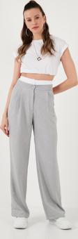 Lela Relaxed Fit Yüksek Bel Bol Paça Bayan Pantolon 673P1012 GRİ