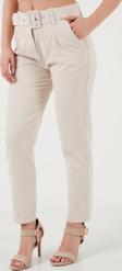 Lela Pamuklu Normal Bel Regular Fit Kemerli Bayan Pantolon 668YP4152 TAŞ
