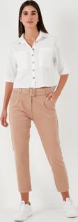 Lela Pamuklu Normal Bel Regular Fit Kemerli Bayan Pantolon 668YP4152 CAMEL