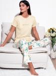 Lela Regular Fit Bisiklet Yaka Kısa Kollu Bayan Pijama Takımı 65770105 SARI