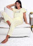 Lela Regular Fit Bisiklet Yaka Kısa Kollu Pijama Takım Bayan Pijama Takımı 6097310 SARI