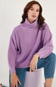 Lela Balıkçı Yaka Oversize Örme Bayan Kazak 4616001 LİLA