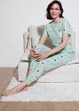 Lela Regular Fit Kısa Kollu Bayan Pijama Takımı 65740104 MİNT