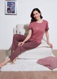 Lela Yumuşak Dokulu Bisiklet Yaka Bayan Pijama Takımı 6097605 PUDRA-SİYAH