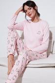 Lela Streç Regular Fit Beli Lastikli Bisiklet Yaka Bayan Pijama Takımı 65714101 AÇIK PEMBE