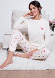 Lela Streç Regular Fit Beli Lastikli Bisiklet Yaka Bayan Pijama Takımı 65714101 EKRU