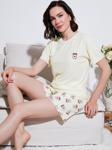 Lela Regular Fit Kısa Kollu Şortlu Bayan Pijama Takımı 65740103 BEJ-PEMBE