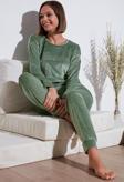 Lela Standart Fit Bisiklet Yaka Yumuşak Kadife Bayan Pijama Takımı 6094202 MİNT
