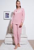 Lela Standart Fit Bisiklet Yaka Bayan Pijama Takımı 6093735 PUDRA