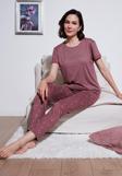 Lela Yumuşak Dokulu Bisiklet Yaka Bayan Pijama Takımı 6097605 GÜL KURUSU