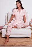 Lela Regular Fit Gömlek Yaka Kısa Kollu Bayan Pijama Takımı 65730101 SOMON